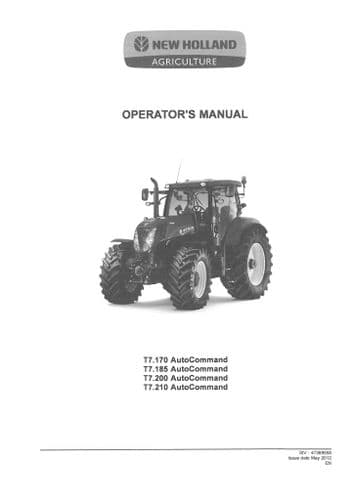 New Holland Tractor T7.170 T7.185 T7.200 T7.210 Auto Command 2012 Operators Manual