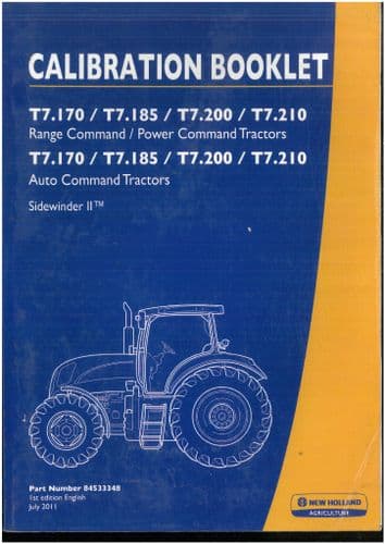 New Holland Tractor T7.170 T7.185 T7.200 T7.210 Range, Power & Auto Calibration Procedures Manual OR