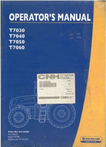 New Holland Tractor  T7030 T7040 T7050 T7060 Operators Manual