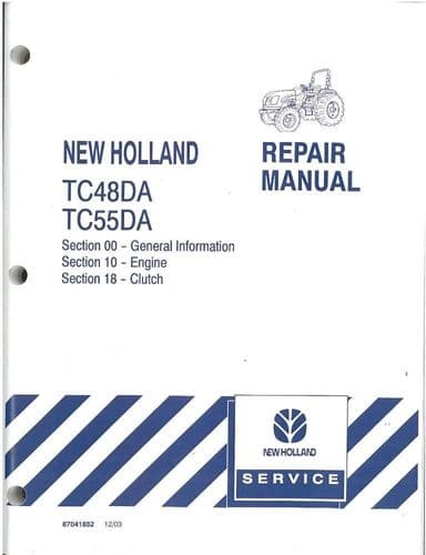 New Holland Tractor TC48DA TC55DA Workshop Service Manual