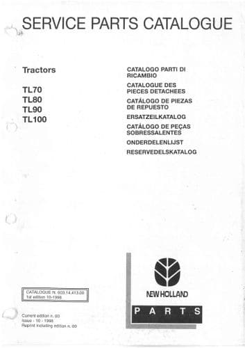 New Holland Tractor TL70 TL80 TL90 TL100 Parts Manual