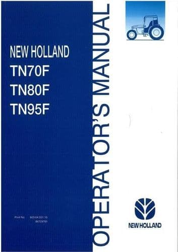 New Holland Tractor TN70F TN80F & TN90F Operators Manual
