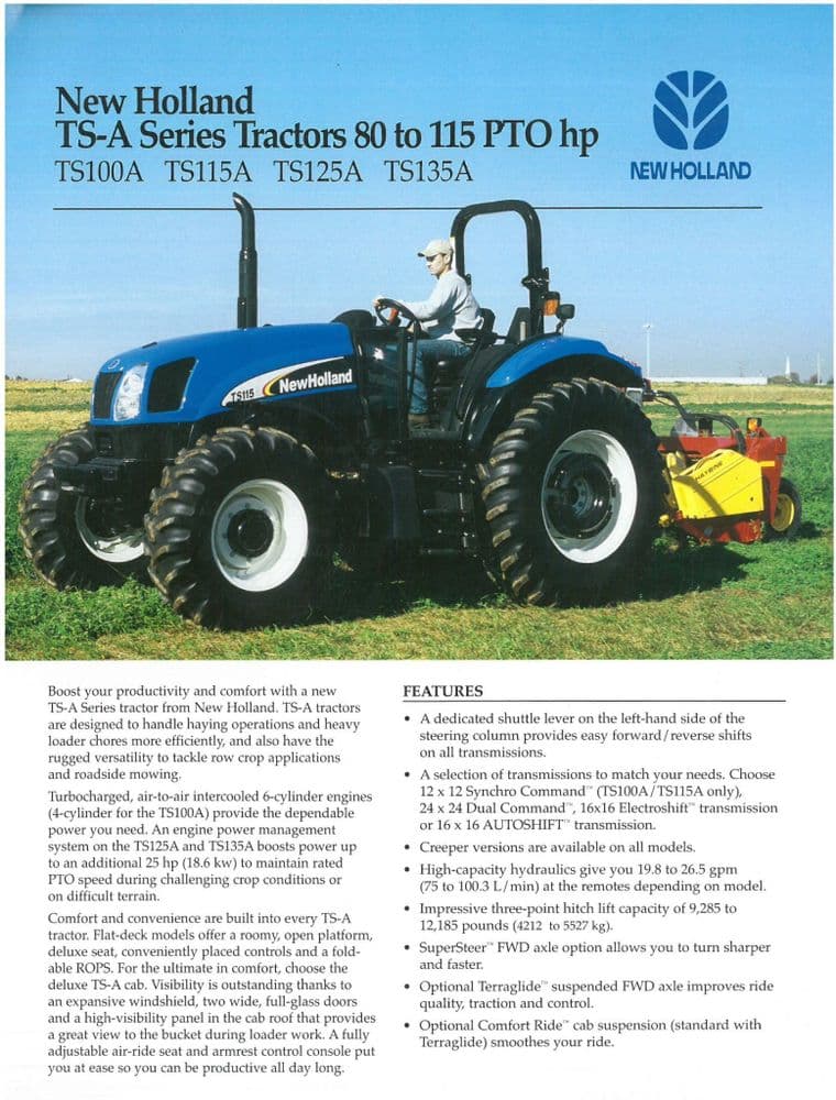 New Holland Tractor TS100A TS115A TS125A TS135A Brochure