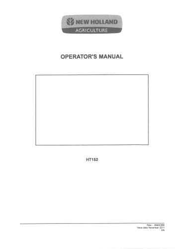 New Holland Trailing Wheel Rake HT152 Operators Manual