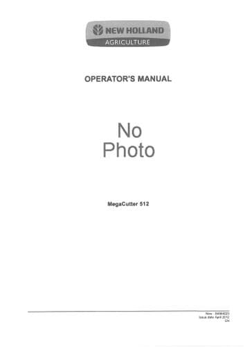 New Holland Triple Disc Cutter Conditioner MegaCutter 512 Operators Manual
