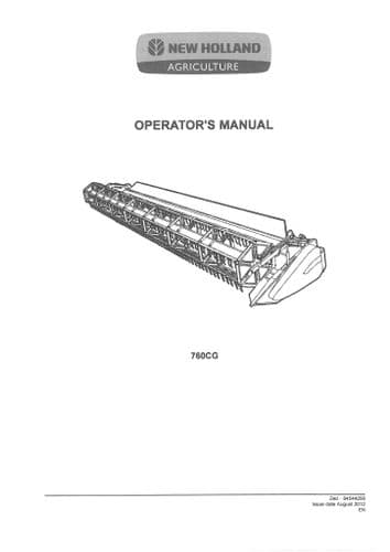 New Holland Varifeed Grain Header 760CG Operators Manual