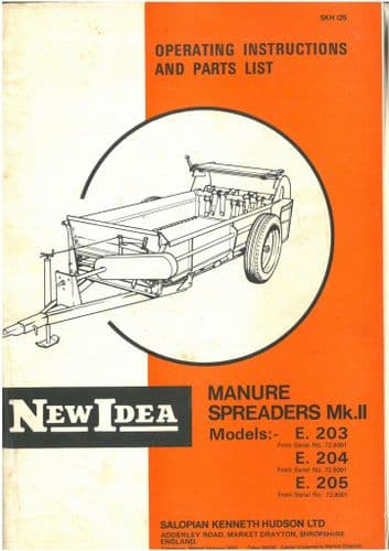 New Idea Manure Spreader MKII - E203, E204, E205 Operators Manual