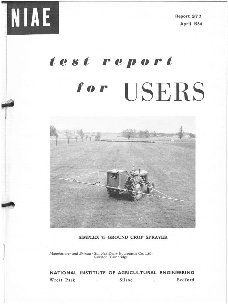 NIAE Test Report Bundle Containing Various Implements - Forage ...