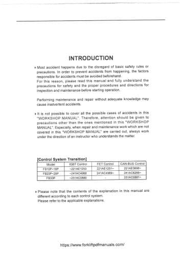 Nichiyu Forklift Truck FB10P-18P FB20P-28P  FB30P Workshop Manual