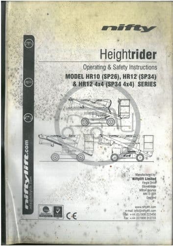 Nifty Heightrider Cherry Picker HR10 (SP26) & HR12 (SP34) & HR12 4x4 (SP34 4x4) Operators Manual
