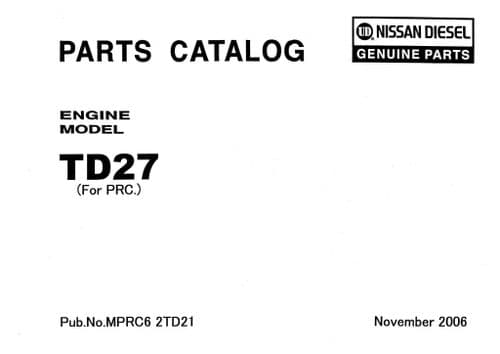 Nissan Engine TD27 Parts Manual
