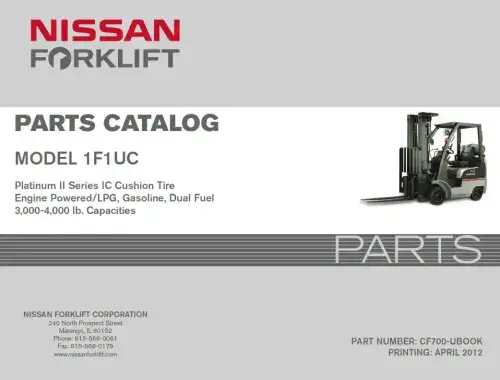 Nissan/Unicarrier  Forklift/ Pallet Truck 1F1UC Parts Manual