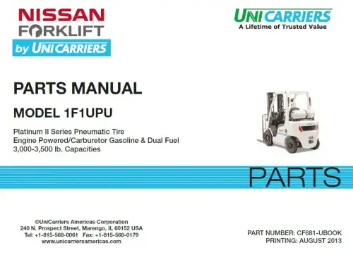 Nissan/Unicarrier  Forklift/ Pallet Truck 1F1UPU Parts Manual