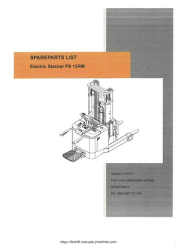 Noblelift Forklift Truck Electric Stacker PS13RM Spare Parts Manual