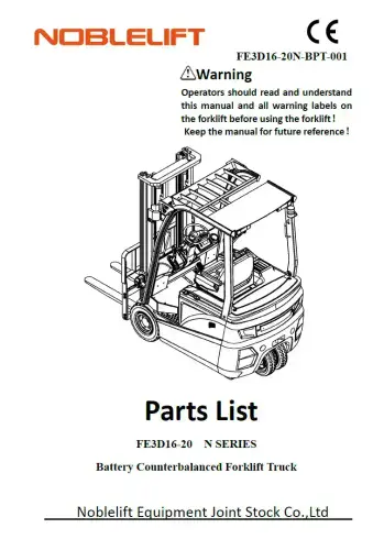 Noblelift Forklift Truck FE3D16-20 Parts Manual