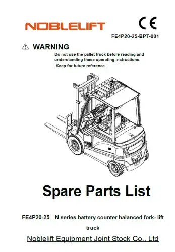 Noblelift Forklift Truck FE4P20-25 Parts Manual