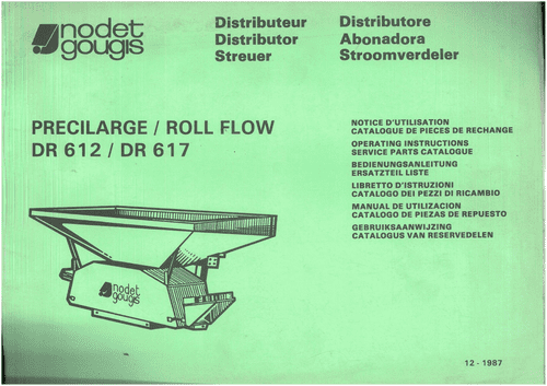 Nodet Gougis Roll Flow DR612 DR617 Distributor Operators Manual - DR 612 617