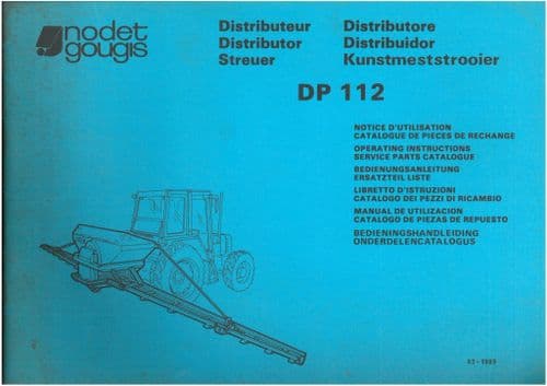 Nodet Gougis Spreader DP112 Operators Manual and Parts List - DP 112