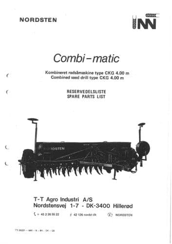 Nordsten Combi Matic CKG 4.00 m Parts Manual