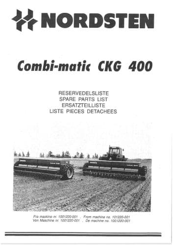 Nordsten Combi Matic Seed Drill CKG400 Parts Manual