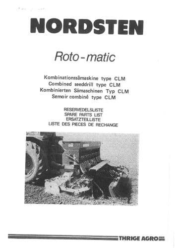 Nordsten Combined Seed Drill Roto Matic CLM Parts Manual