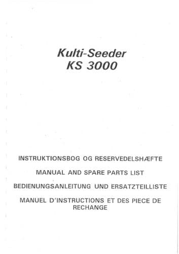 Nordsten Kulti Seeder KS3000 Operators and Parts Manual