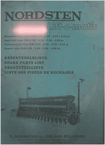 Nordsten Lift-o-Matic Type CLB 2.50 3.00 3.50 4.00 m Parts Manual