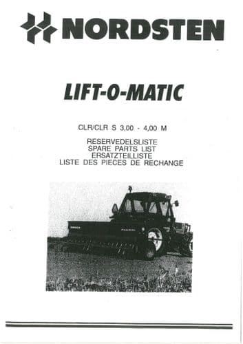 Nordsten Seed Drill Lift O Matic CLR CLRS 3.00m 4.00m Parts Manual
