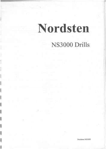 Nordsten Seed Drill NS3000 Series NS3025NS3030 NS3040 NS3045 Operators Manual