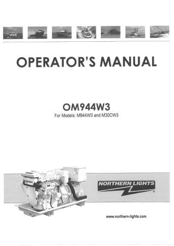 Northern Lights Marine Engine OM944W3 for Models - M944W3 & M30CW3 Operators Manual