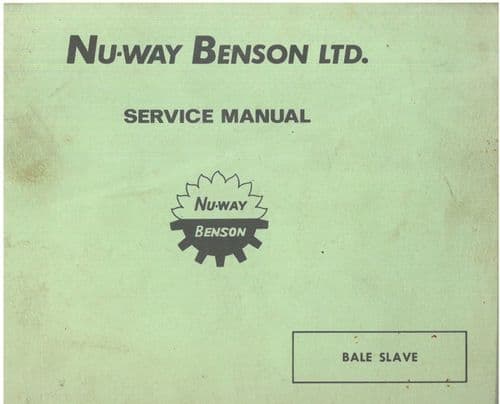 Nu-way Benson Bale Slave Workshop Service Manual