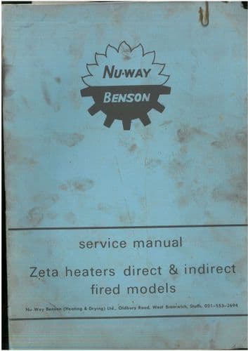 Nu-way Benson Zeta Heaters Direct &  Indirect Fired Models Workshop Service Manual