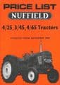 Nuffield BMC Diesel Tractor 4/25, 3/45 & 4/65 Brochure Pack and Price List