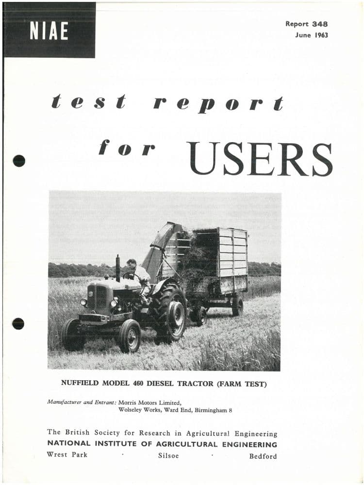 Nuffield Model 460 Diesel Tractor NIAE Test Report June 1963