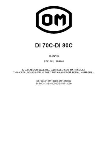 OM Pimespo DI 70C DI 80C  Parts Manual