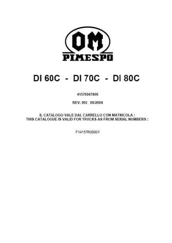 OM Pimespo DI60C DI70C DI80C Parts Manual