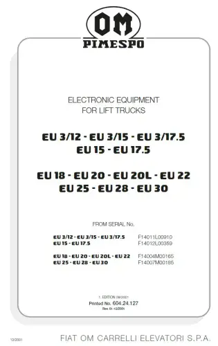 OM Pimespo EU 3/12 3/15 3/17.5 EU15 EU17.5 & EU 18 20 20L 22 25 28 30 Workshop Manual