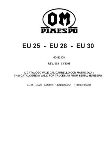 OM Pimespo EU25 EU28 EU30 Parts Manual