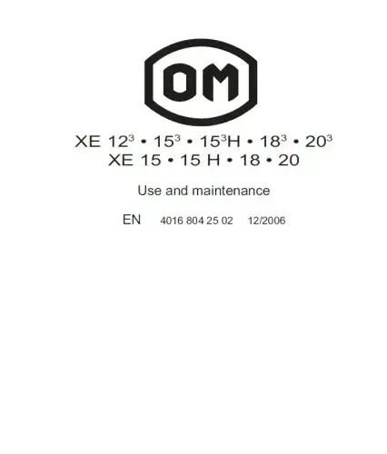 OM Pimespo XE 12/3, 15/3, 15/3H, 18/3, 20/3, XE 15, 15H, 18, 20 Operators Manual