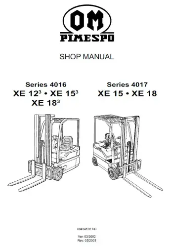 OM Pimespo XE 12/3 XE15/3 XE18/3 XE15 XE18 Workshop Manual
