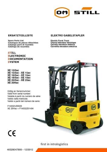 OM Pimespo XE 13/3ac, 15/3ac, 15ac, 16/3ac, 16ac, 18/3ac, 18ac, 20/3ac, 20ac, 20Hac Parts Manual