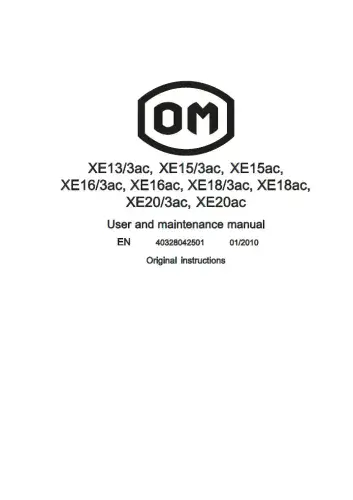 OM Pimespo XE 13/3ac, 15/3ac, 15ac, 16/3ac, 16ac, 18/3ac, 18ac, 20/3ac, 20ac Parts Manual