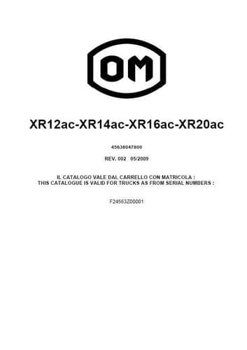 OM Pimespo XR12AC/XR14AC/XR16AC/XR20AC Parts Manual