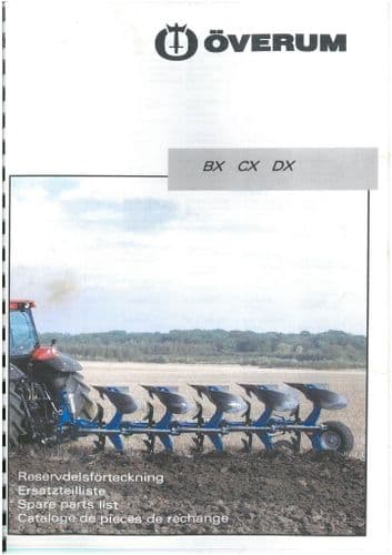 Overum BX, CX, DX Plough Parts Manual
