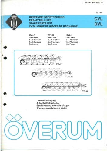Overum Plough CVL-F CVL-H DVL-H Parts Manual