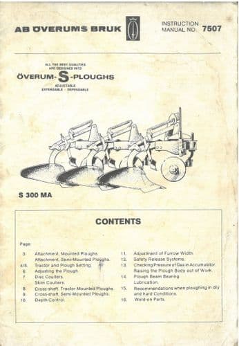 Overum Plough S SL & SAL Operators Manual - 200 300 400 500 600 700