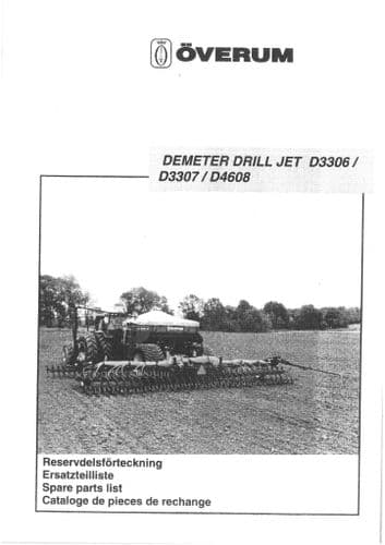 Overum Seed Drill Demeter Drill Jet D3306 3307 4608 Parts Manaul