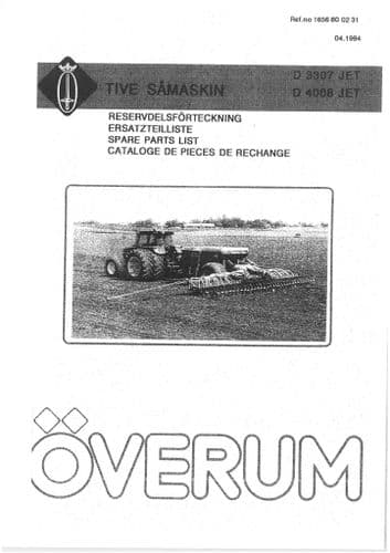 Overum Seed Drill Jet D3307 D4008 Parts Manual