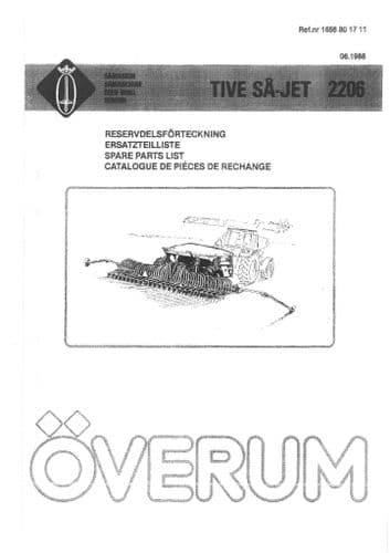 Overum Seed Drill Tive Jet 2206 Parts Manual
