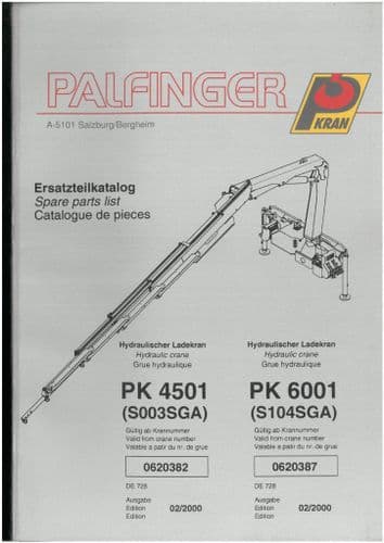 Palfinger Hydraulic Crane PK4501 & PK6001 Parts Manual